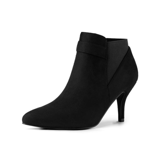 Womens Low Heels Ankle Boots Booties Pointed Toe Buckle Casual Shoes Size 6-9 